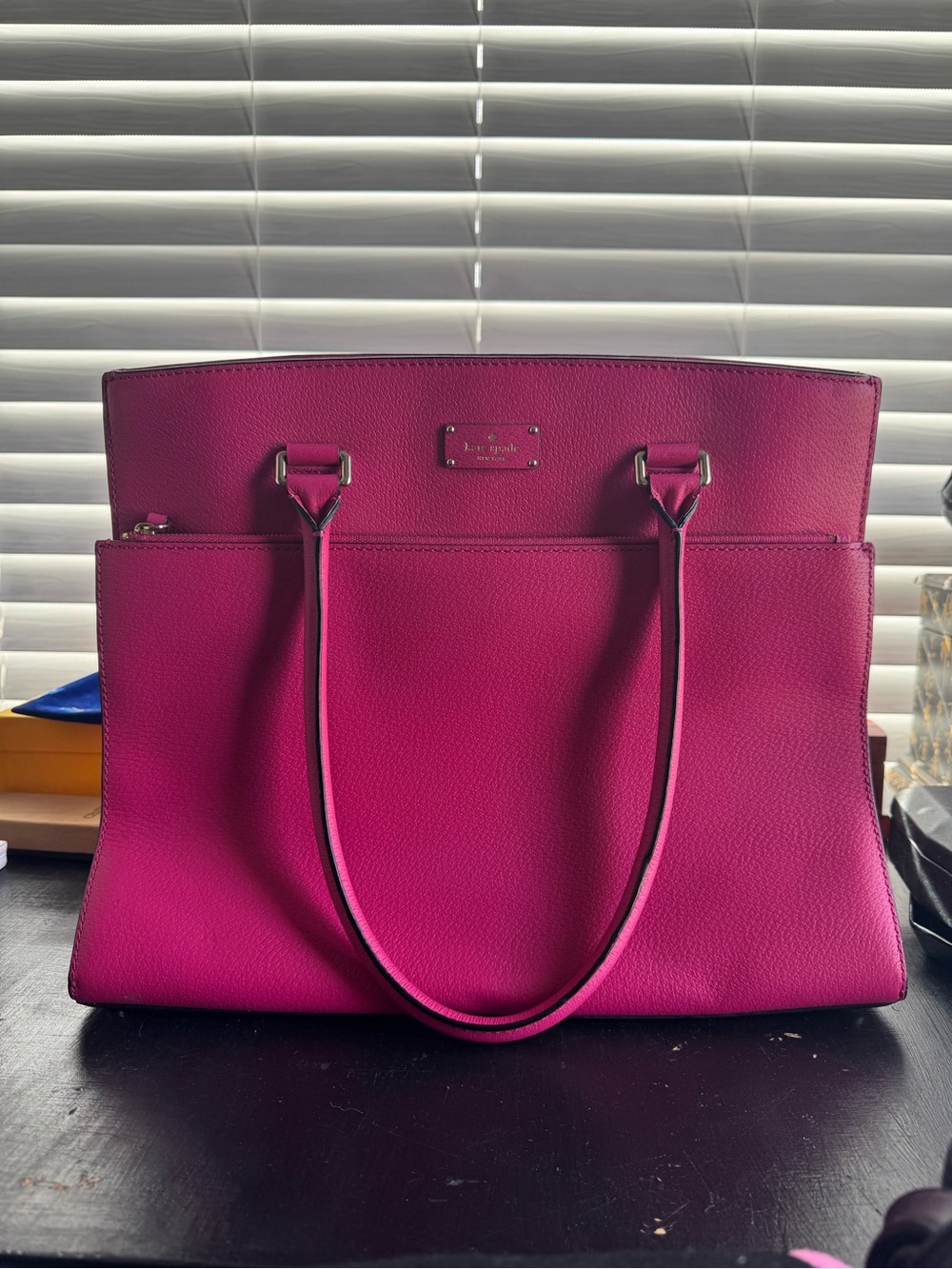 Kate Spade bright fuchsia pebble leather tote